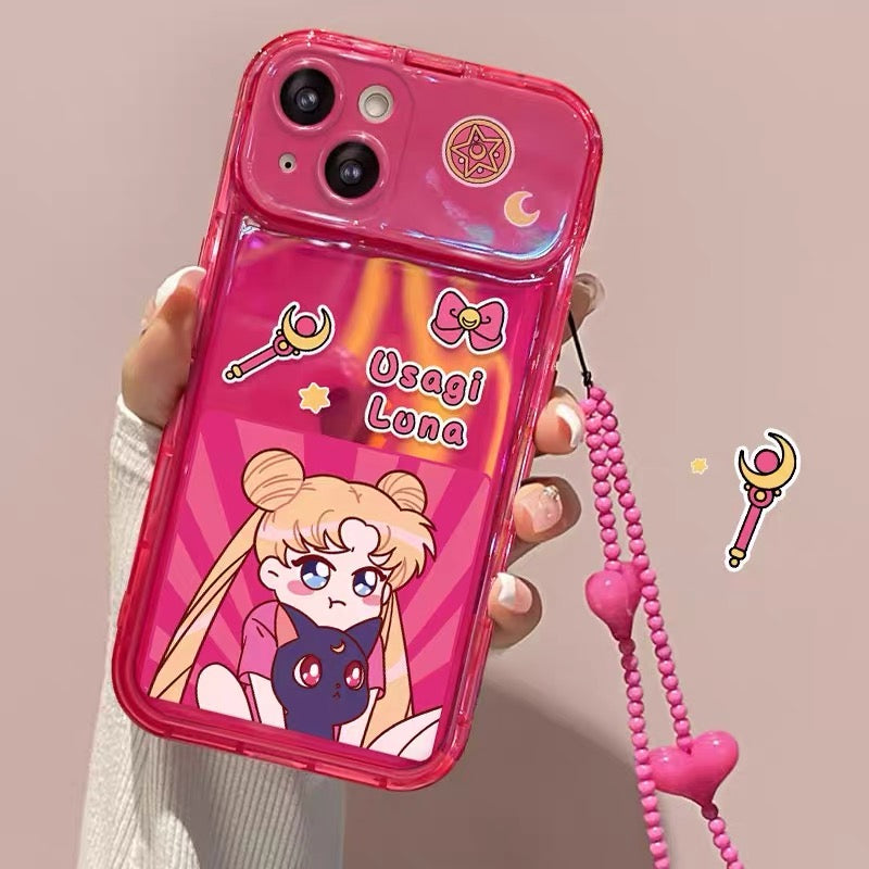 Cute Girl Style Flip-Mirror Phone Case