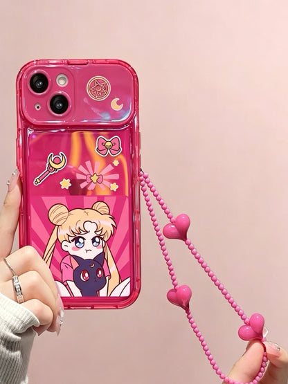 Cute Girl Style Flip-Mirror Phone Case