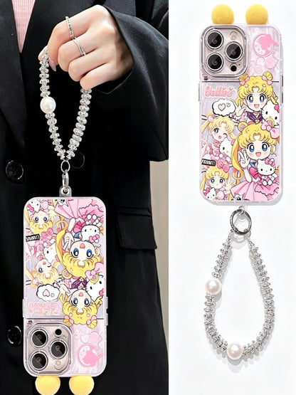 Sailor Moon Phone Case with Ears, Bracelet, and Kickstand