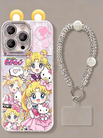 Sailor Moon Phone Case with Ears, Bracelet, and Kickstand