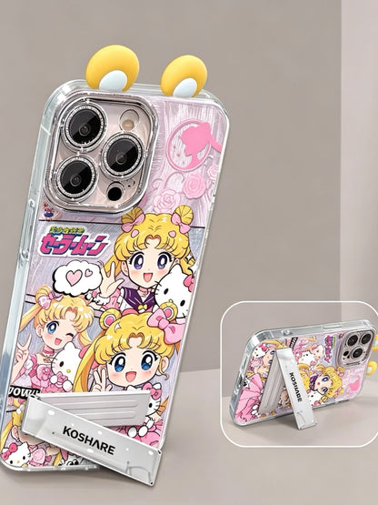 Sailor Moon Phone Case with Ears, Bracelet, and Kickstand