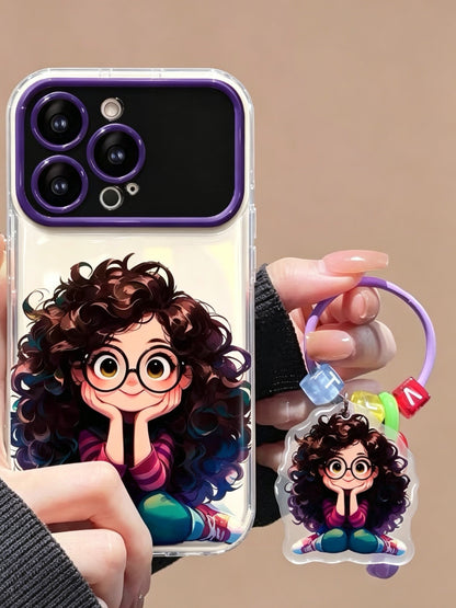 Curly Girl Flip Phone Case with Mirror and Stand