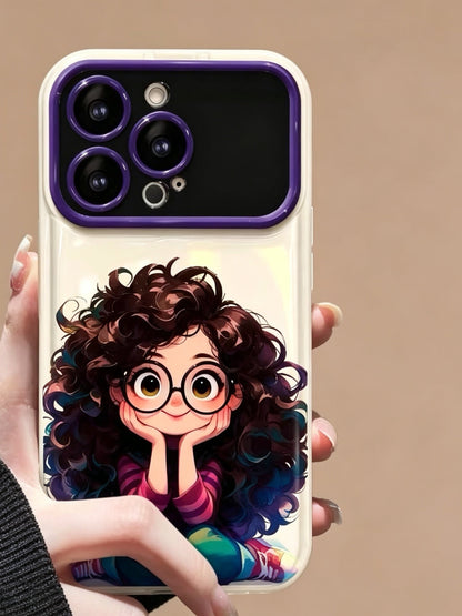 Curly Girl Flip Phone Case with Mirror and Stand