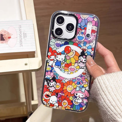 2-in-1 Sanrio-themed Magnetic Stand Phone Case with Sunflower Shaker Charm