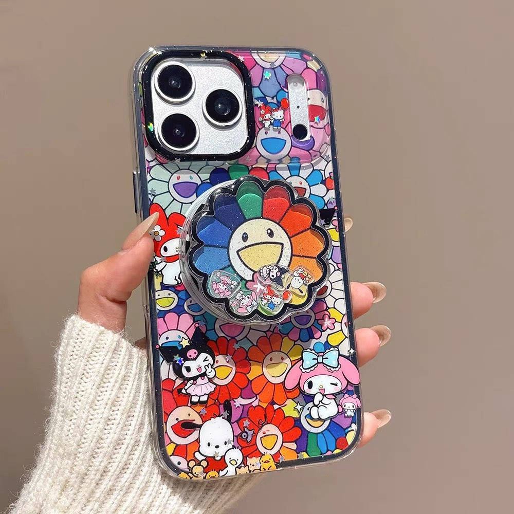 2-in-1 Sanrio-themed Magnetic Stand Phone Case with Sunflower Shaker Charm
