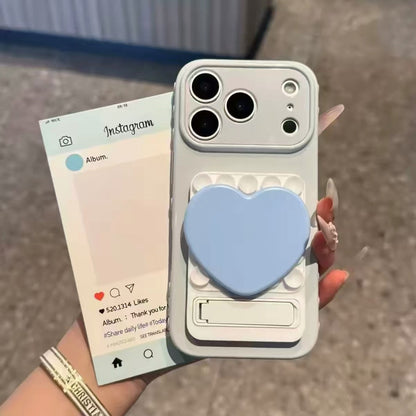 Heart-shaped mirror suction-cup phone case