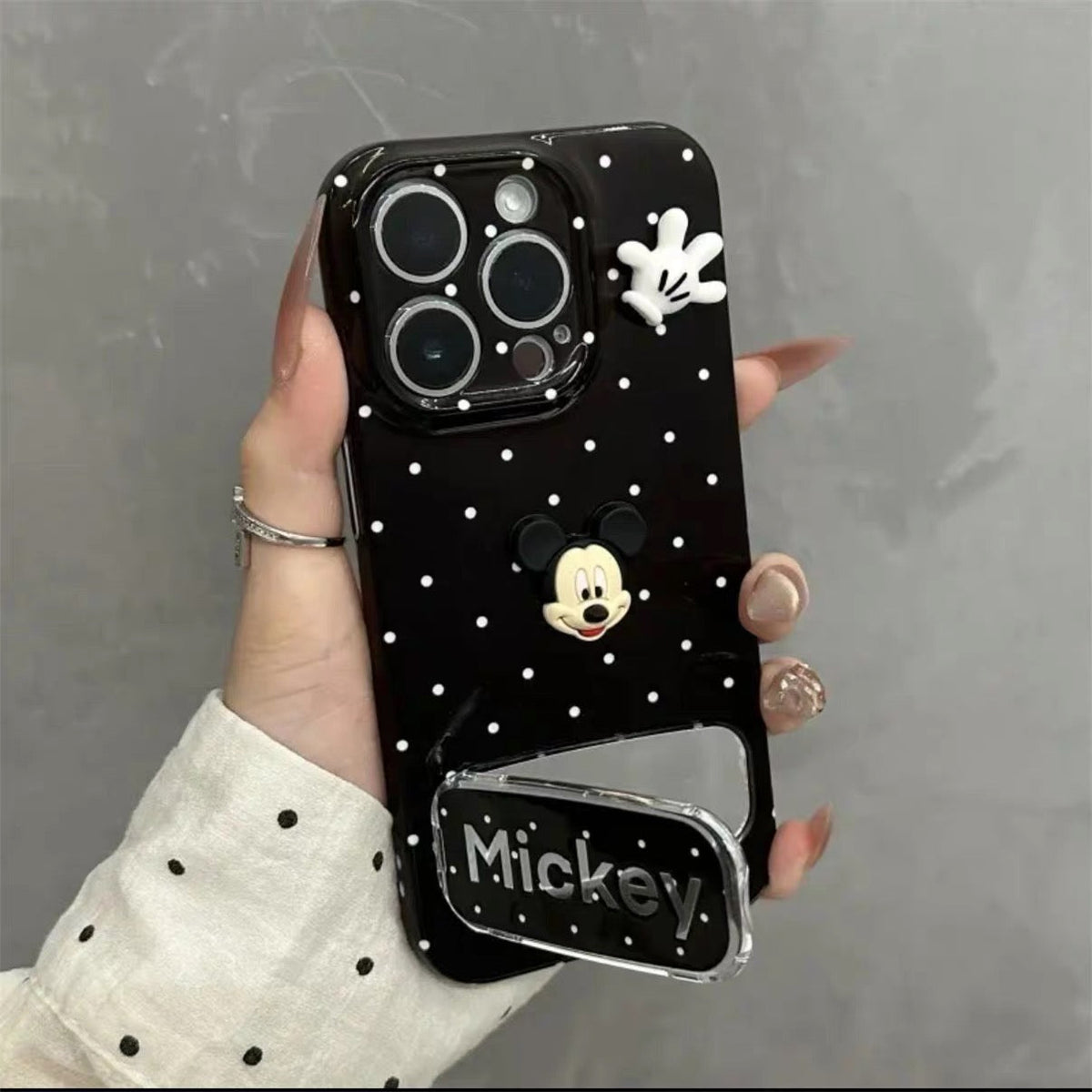 3D Mickey Figure Phone Case with Mirror and Stand