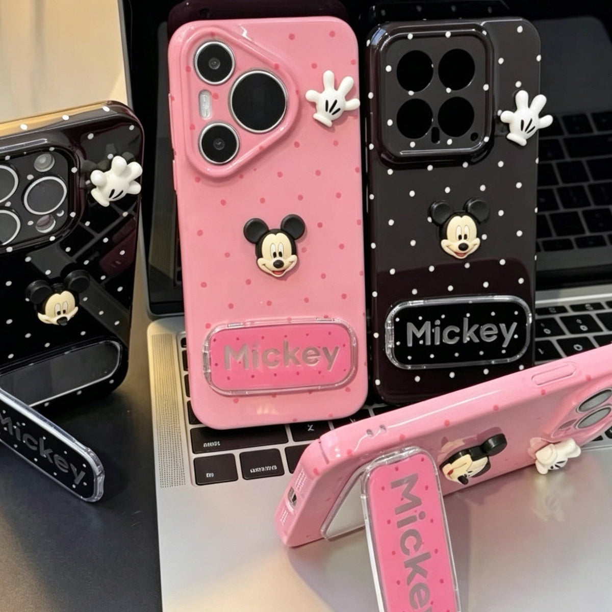 3D Mickey Figure Phone Case with Mirror and Stand