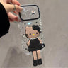 Black Polka-Dot Cat Folding Stand Phone Case