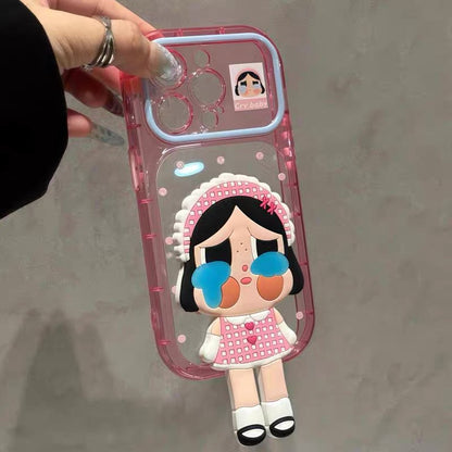 Black Polka-Dot Cat Folding Stand Phone Case