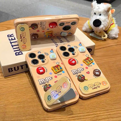 Chocolate M&M's Phone Case with Mirror and Kickstand