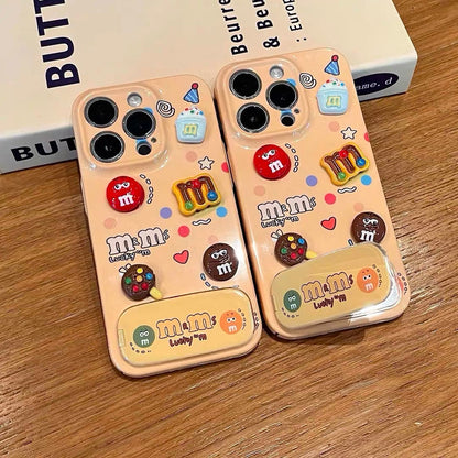 Chocolate M&M's Phone Case with Mirror and Kickstand