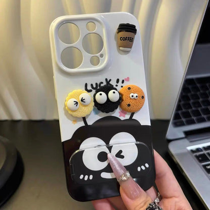 Briquette-style coffee mirror-stand phone case
