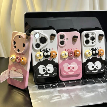 Briquette-style coffee mirror-stand phone case