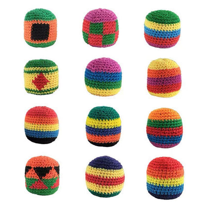 Set of assorted hand-woven beanbags filled with pellets
