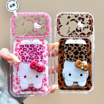 Cute Pink-Brown Hello Kitty Bow Kickstand Phone Case