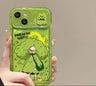 Green-haired girl mirror-lid phone case with charm