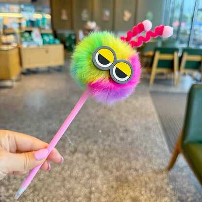 Super Cute Pom-Pom Ballpoint Pen with Braided Detail – Perfect Student Gift