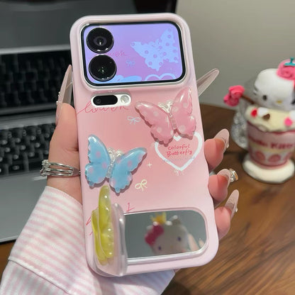 Watercolor-style bow mirror-stand phone case