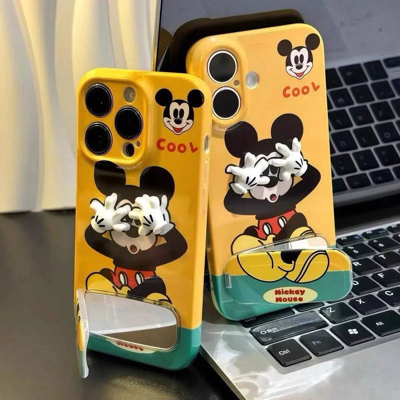 Suitable for Samsung "Face-Covering Mickey" mirror kickstand phone case
