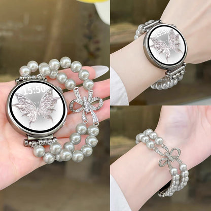 Bow and Pearl Watch Band for Samsung Galaxy Watch 9/8/7/6/5/4