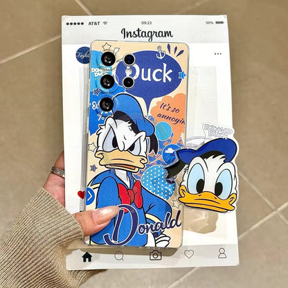 Magnetic Stand + Wrist Strap Phone Case for Samsung (Donald Duck Design)