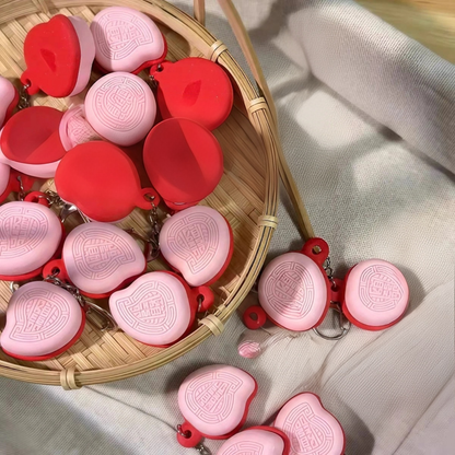 "Red Peach-Shaped Pastry" Charm: Stress-Reliever, Good Luck/Safety Amulet, Keychain, and Fridge Magnet