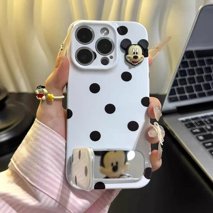 Polka-dot Mickey mirror-stand phone case