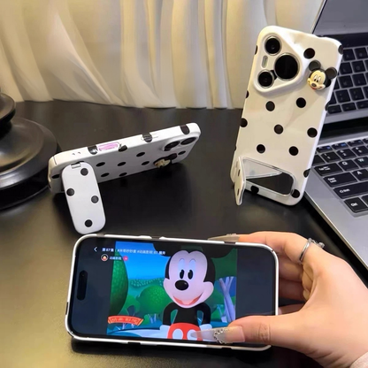 Suitable for Samsung polka-dot Mickey mirror-stand phone case