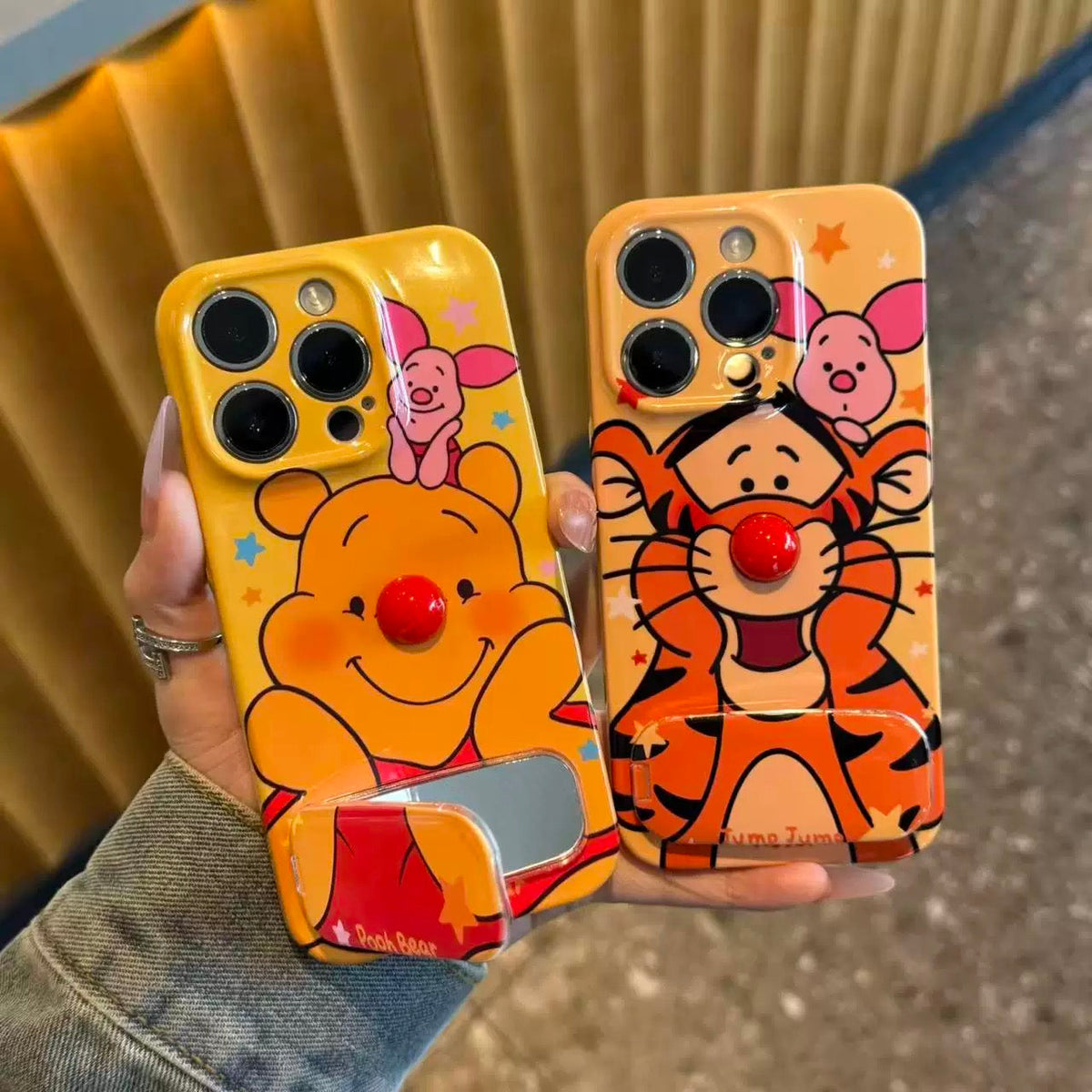 Android Winnie the Pooh and Tigger Mirror Stand Phone Case