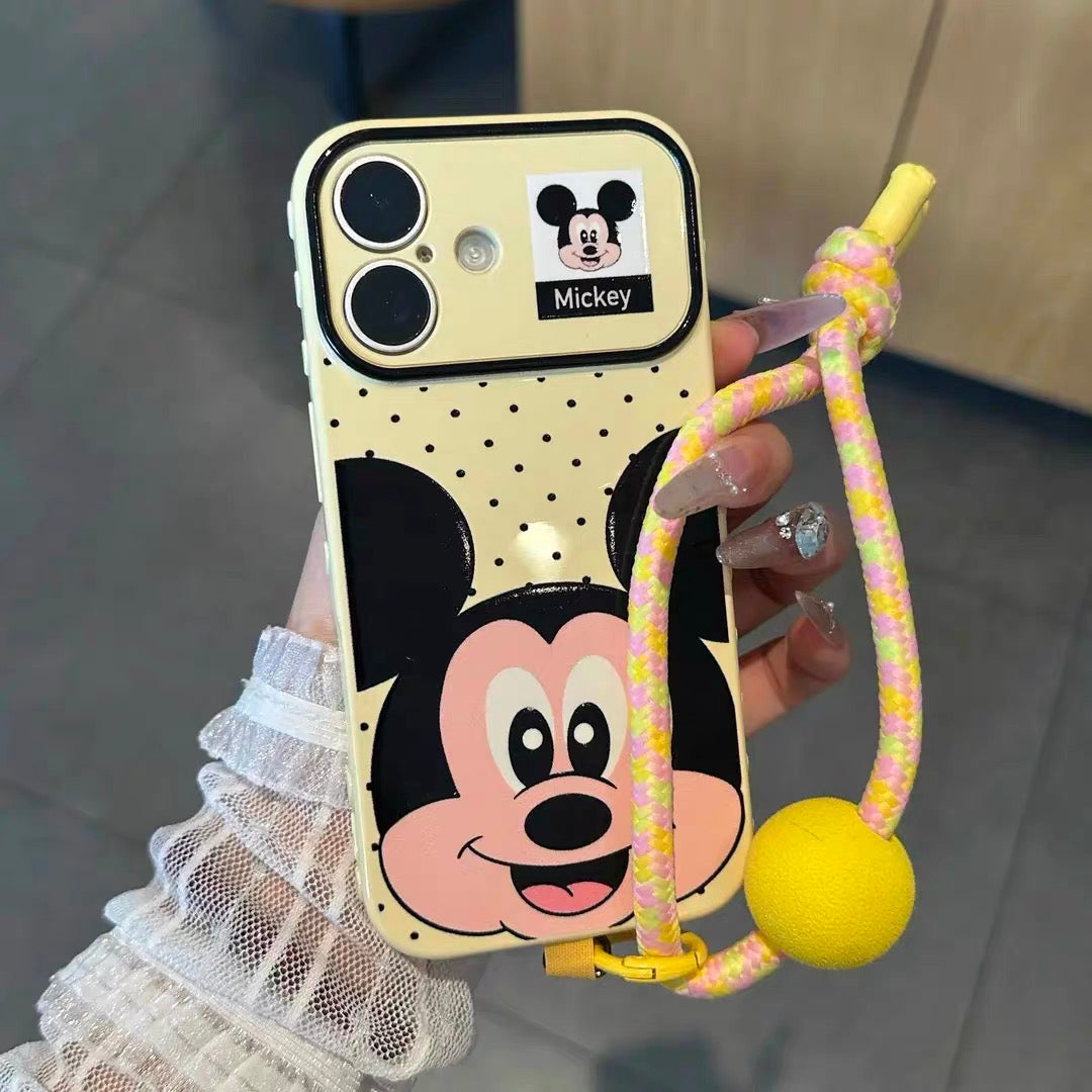 Colorful Polka-Dot Mickey & Donald Duck Lanyard Phone Case for Android