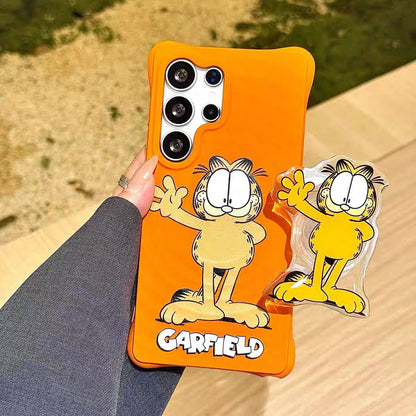Suitable for Samsung Galaxy S24+ / S24 Plus (Tiger & Garfield) Phone Case with Kickstand and Wrist Strap