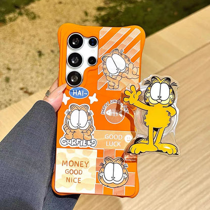 Suitable for Samsung Galaxy S24+ / S24 Plus (Tiger & Garfield) Phone Case with Kickstand and Wrist Strap
