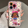 Black leather cat rocking music pendant phone case