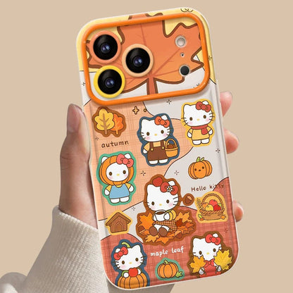 Orange full-screen Kitty flip mirror phone case