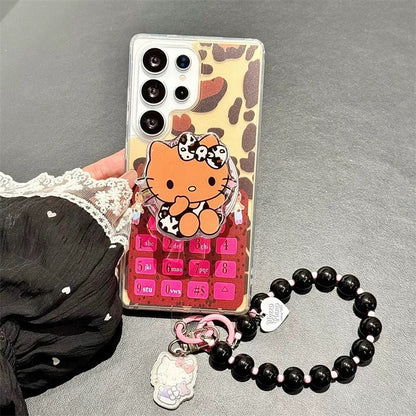 Compatible with Samsung leopard print Kitty magnetic phone case