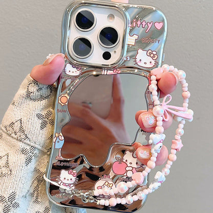 Irregular Mirror Kitty Cat Bracelet Phone Case