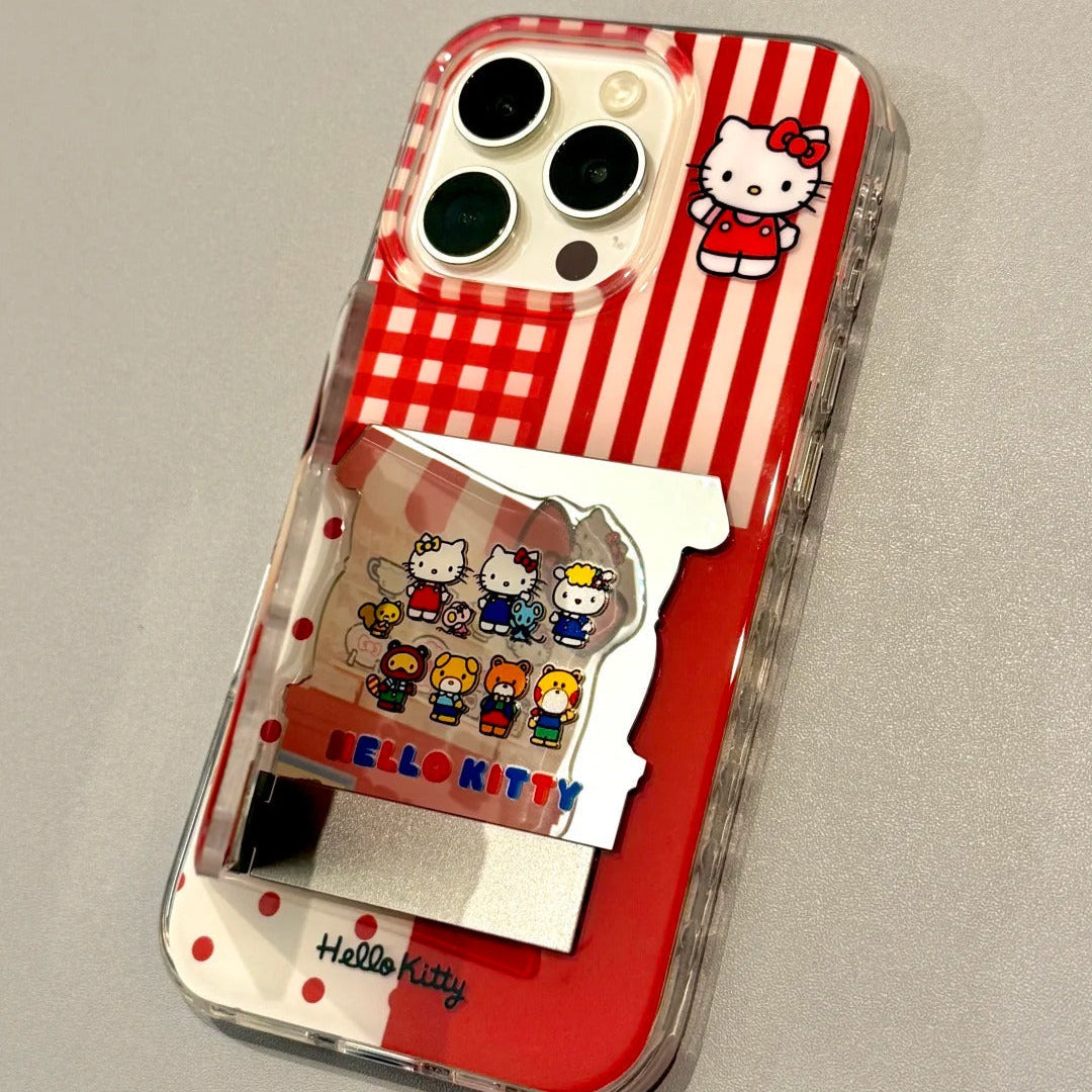 kT cat with mirror stand mobile phone case