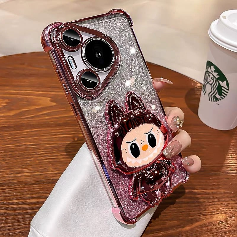 Android compatible Labub Makeup Mirror Stand Phone Case