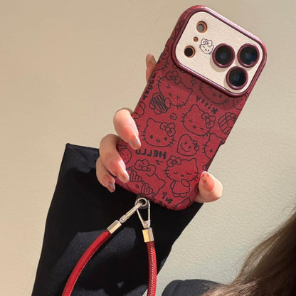 Hello Kitty burgundy full-screen phone case