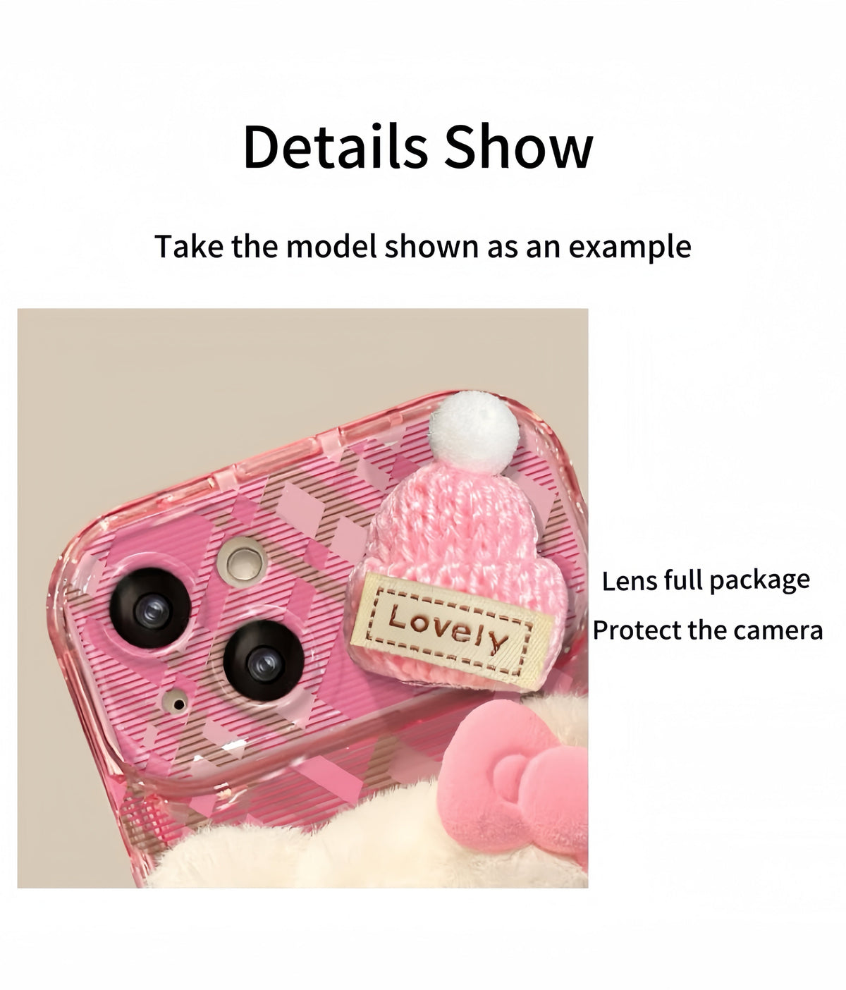 Pink  Kitty Flip Phone Case with Mirror and Stand