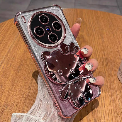 Android compatible Kitty mirror stand phone case
