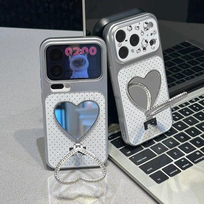 Heart-shaped mirror and stand Kitty phone case