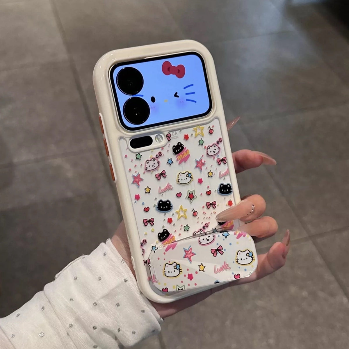Star Black and White Cat Stand Phone Case