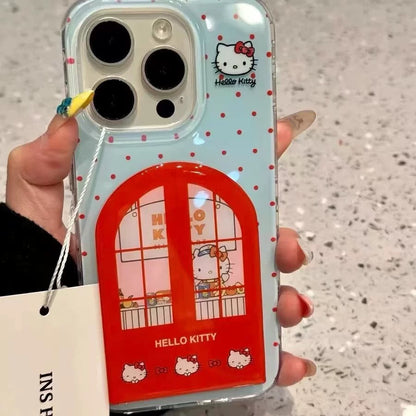 Android compatible Flip Cover Kitty Cat Mirror Stand Phone Case
