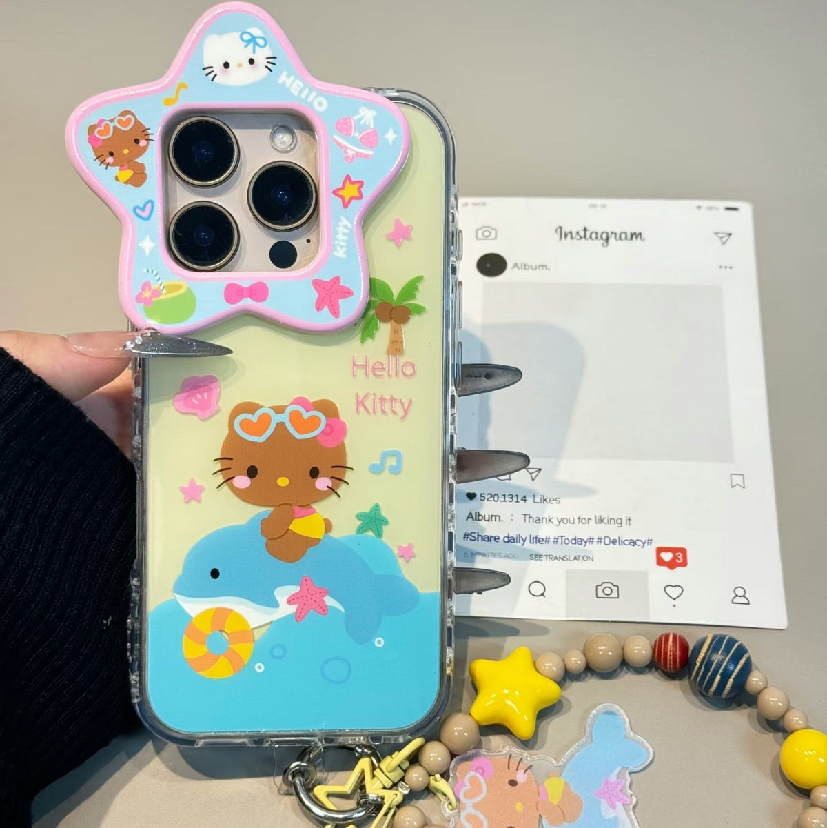 Cute Dolphin Kitty Cat Chain Phone Case
