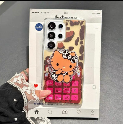 Compatible with Samsung leopard print Kitty magnetic phone case