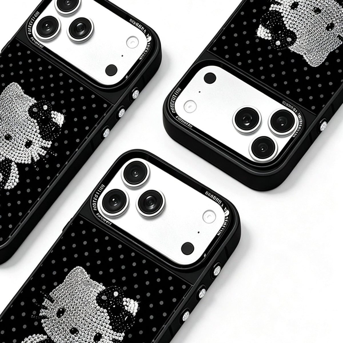 Gold-Plated Phone Case with Full-Set Rhinestone Kitty Cat Design