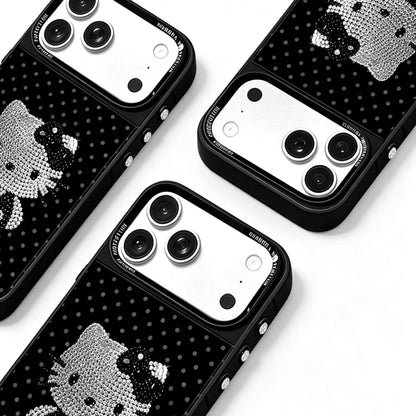 Gold-Plated Phone Case with Full-Set Rhinestone Kitty Cat Design