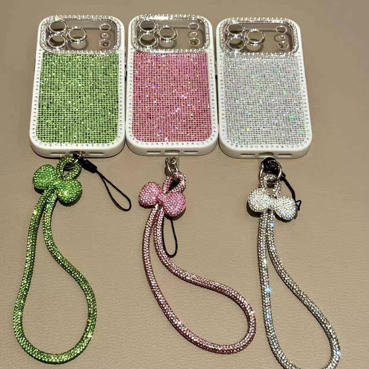 Butterfly Knot Rhinestone Nail Phone Case